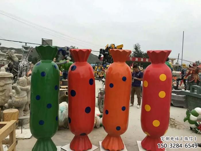 彩繪糖果雕塑，幼兒園公園雕塑，仿真玻璃鋼擺件