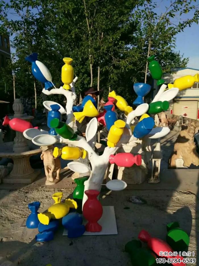 仿真糖果雕塑廠家，彩繪廣場(chǎng)雕塑擺件