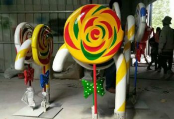 棒棒糖雕塑廠家，仿真工藝擺件，玻璃鋼棒棒糖雕塑制作