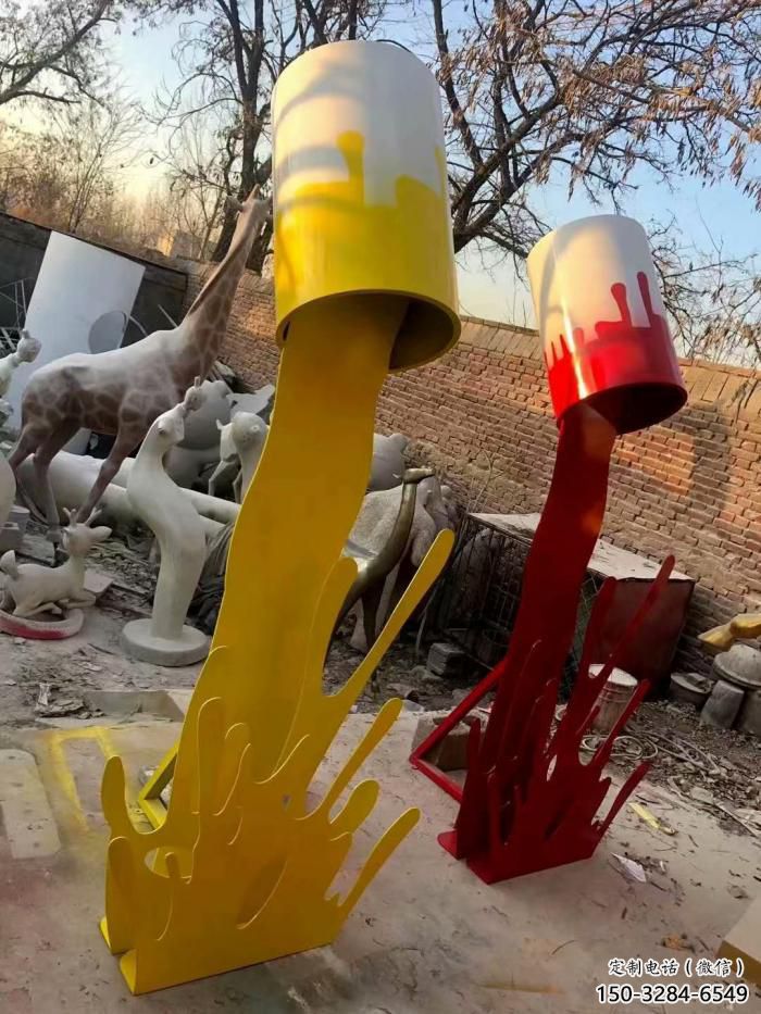 古銅色油漆桶雕塑 大型城市雕塑 商業(yè)街擺件