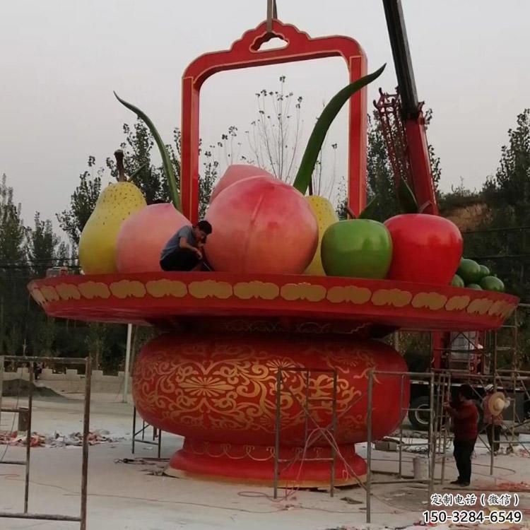 抽象果籃雕塑 店門口彩繪雕塑 步行街?jǐn)[件