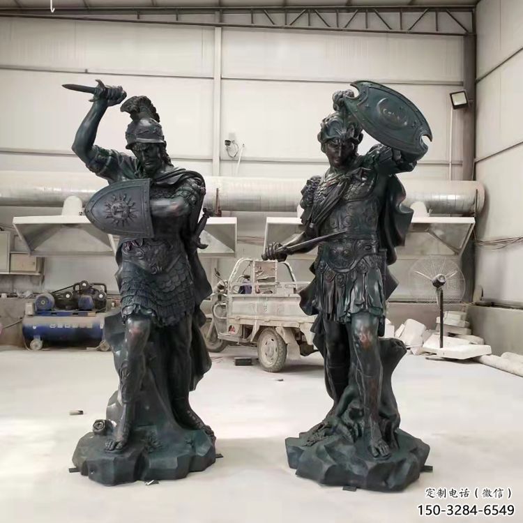 古銅色武士雕塑 大型城市雕塑 商業(yè)街?jǐn)[件