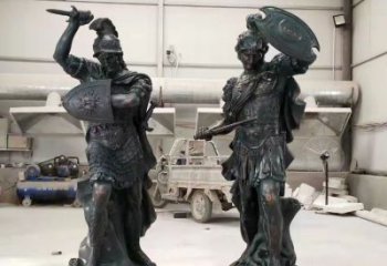 古銅色武士雕塑 大型城市雕塑 商業(yè)街?jǐn)[件
