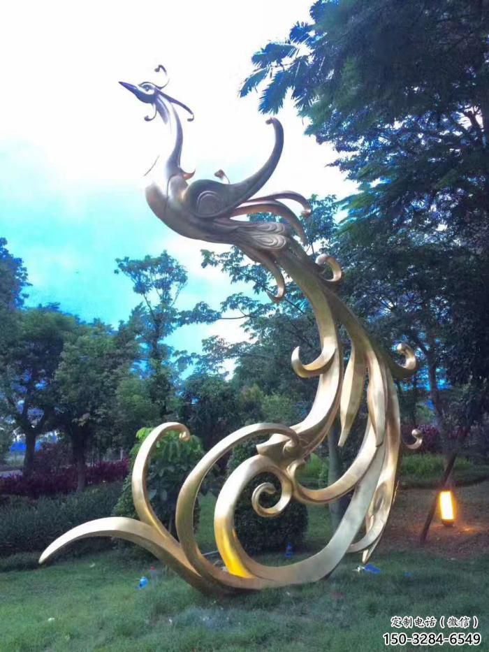 古銅色鳳凰雕塑加工 大型城市雕塑 商業(yè)街擺件