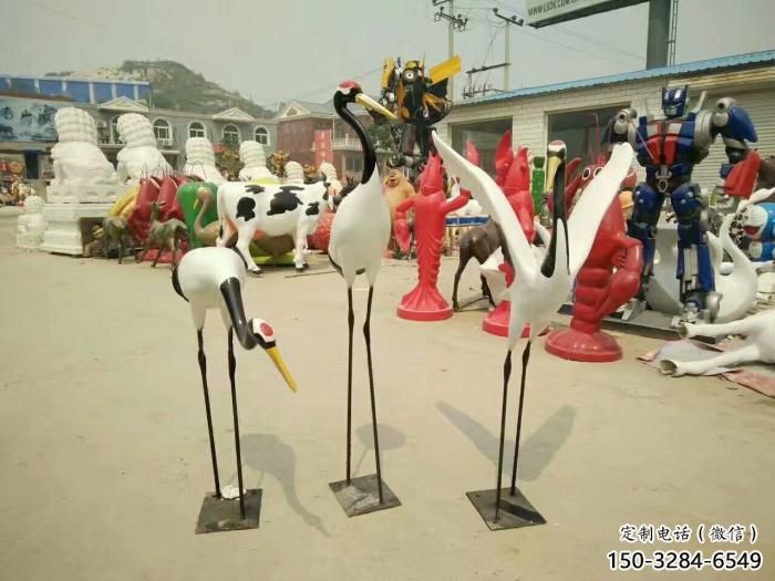 制作仿真仙鶴雕塑 酒店公園雕塑 風景區(qū)擺件