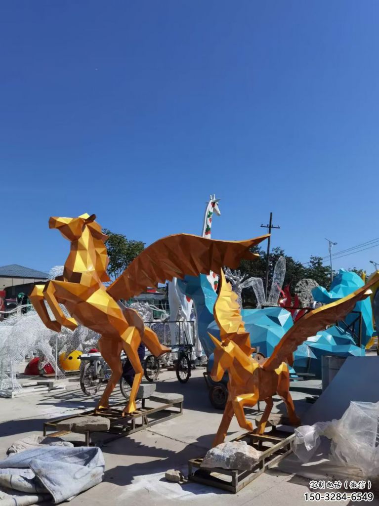 玻璃鋼商場(chǎng)飛馬雕塑 仿真雕塑 店門口小品