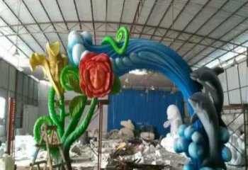 城市不銹鋼海豚雕塑廠家 風(fēng)景區(qū)彩繪雕塑 抽象擺件