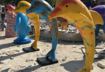 商業(yè)街玻璃鋼海豚雕塑廠家 售樓處學(xué)校雕塑 海洋擺件