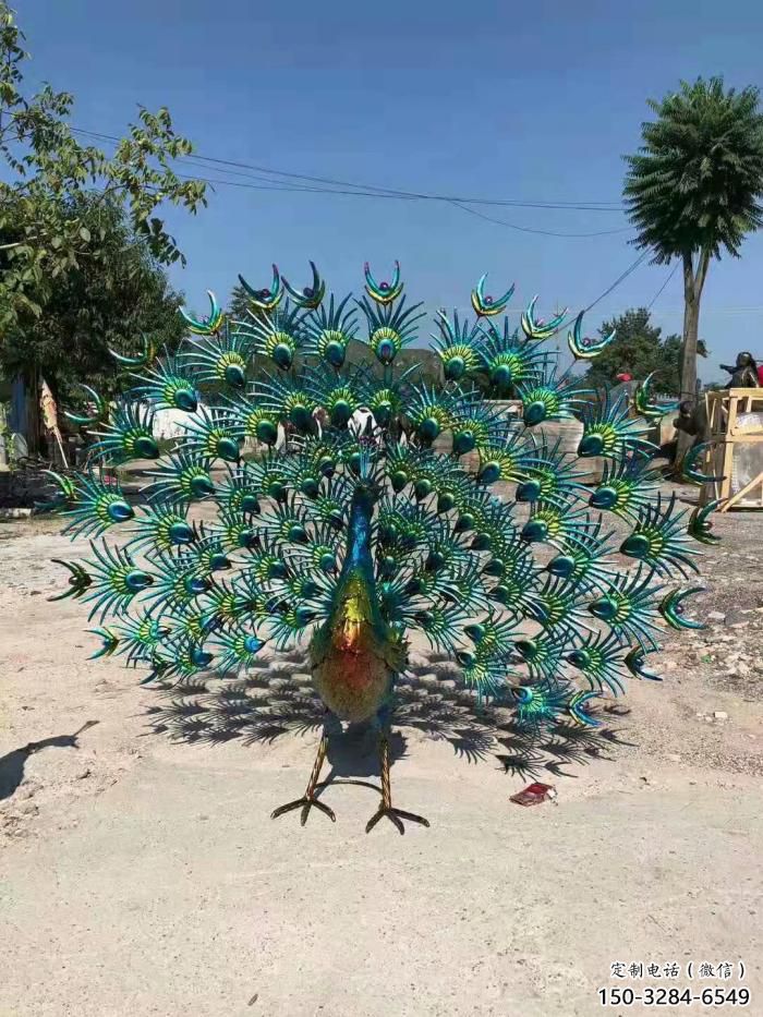 城市不銹鋼孔雀雕塑 風景區(qū)彩繪雕塑 抽象擺件