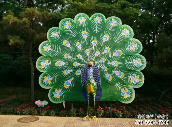 酒店玻璃鋼孔雀雕塑 庭院仿真雕塑 彩繪小品