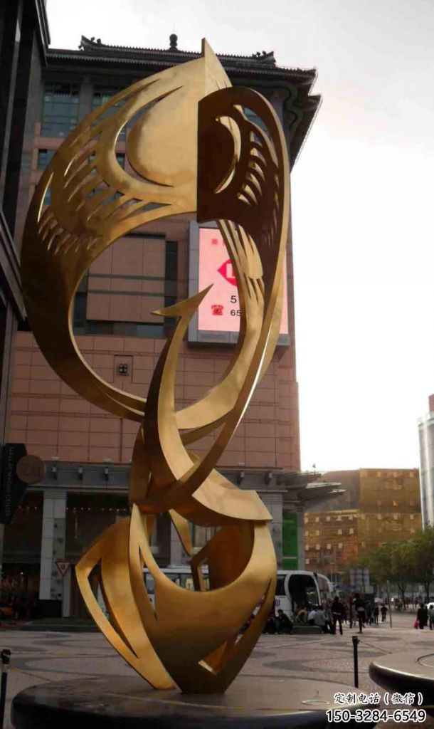 大型不銹鋼鳳凰雕塑廠家 商業(yè)街廣場雕塑 古銅色擺件