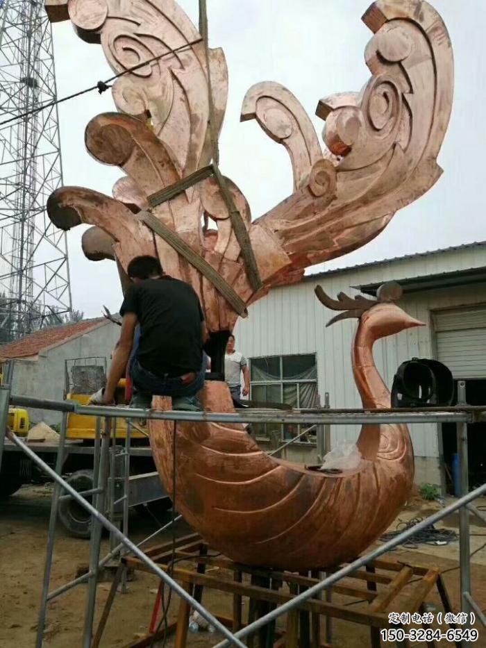商業(yè)街鳳凰銅雕塑廠家 售樓處雕塑 動(dòng)物擺件