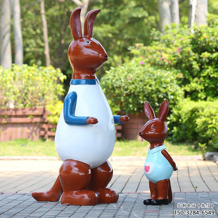 售樓處玻璃鋼袋鼠雕塑 商業(yè)街仿真雕塑 動物擺件