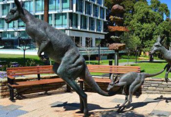 商場袋鼠銅雕塑 仿真動(dòng)物雕塑 店門口小品