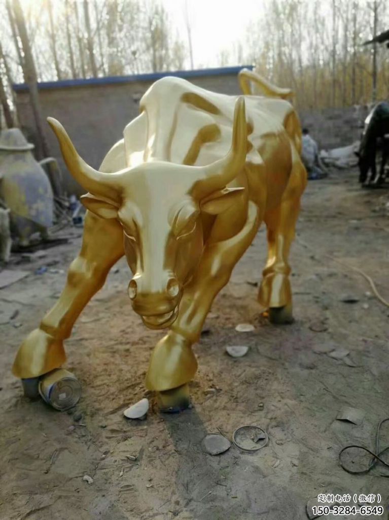抽象華爾街牛銅雕塑 店門口彩繪雕塑 步行街?jǐn)[件