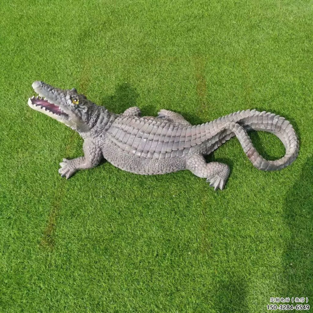 玻璃鋼幾何鱷魚雕塑 庭院仿真雕塑 彩繪擺件
