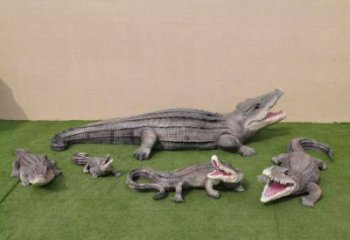 售樓處玻璃鋼鱷魚雕塑 商業(yè)街仿真雕塑 動(dòng)物擺件