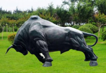 商業(yè)街玻璃鋼開荒牛雕塑 售樓處雕塑 動物擺件
