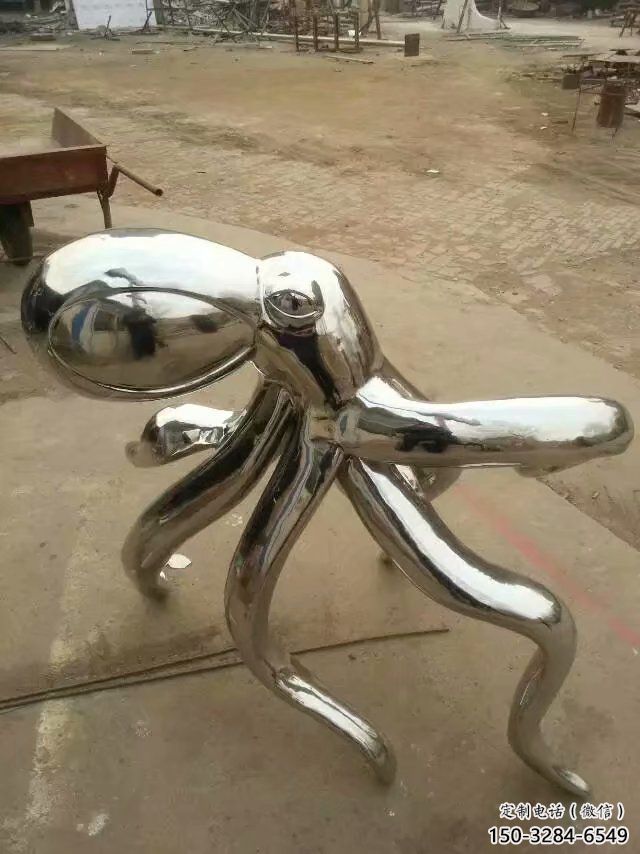 不銹鋼章魚雕塑廠家，鏡面動(dòng)物，海洋生物小品 (2)