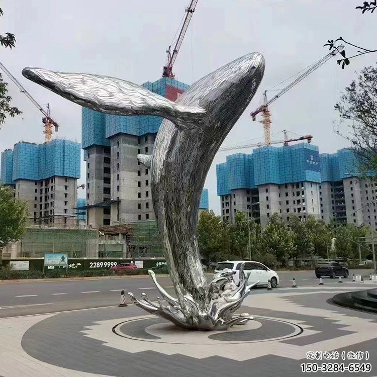 鯨魚雕塑廠家，烤漆彩繪工藝，公園廣場景觀擺件 (5)