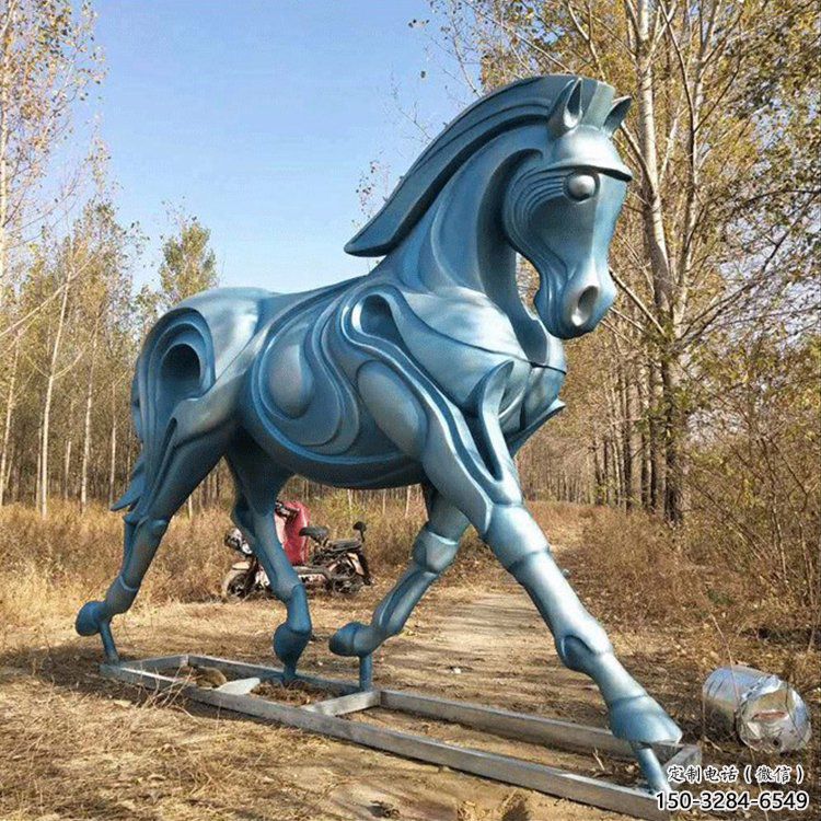抽象不銹鋼駿馬雕塑 店門口彩繪雕塑 步行街?jǐn)[件