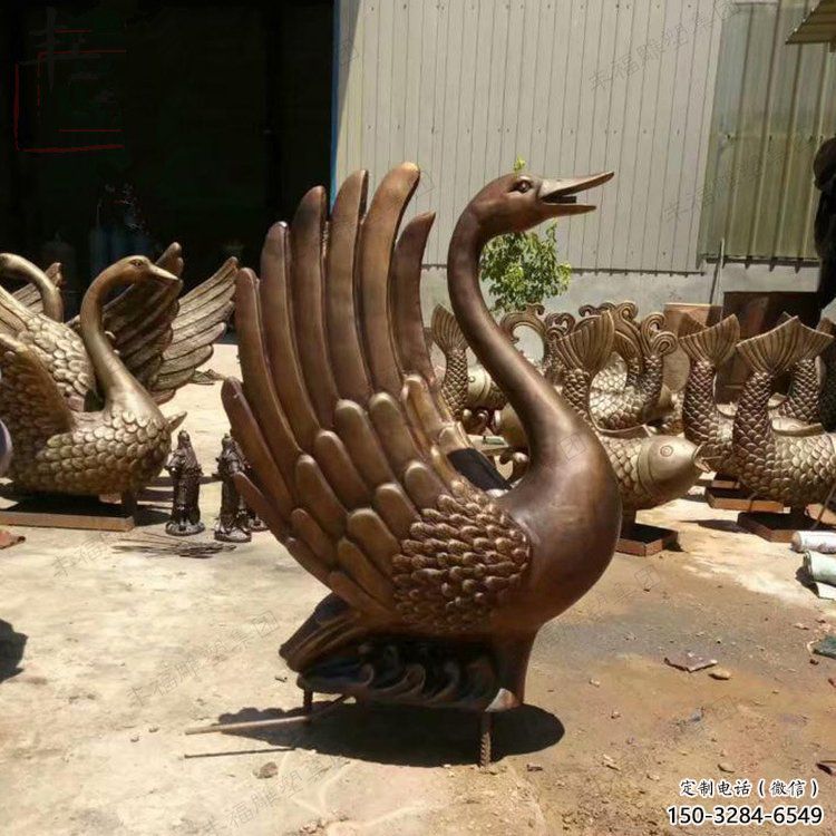 鴨子雕塑廠家，仿真動(dòng)物， 公園廣場(chǎng)街頭擺件 (15)