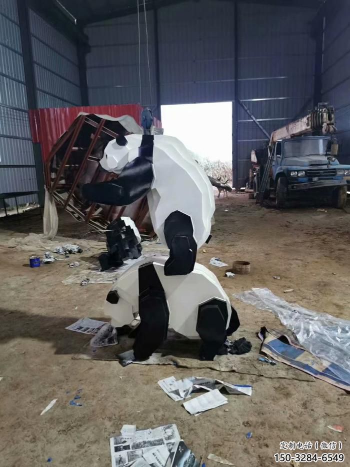 不銹鋼長頸鹿雕塑，異形幾何動物，售樓處小區(qū)擺件 (4)