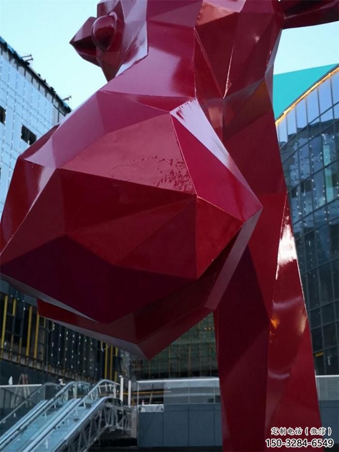 不銹鋼長頸鹿雕塑，異形幾何動物，售樓處小區(qū)擺件 (8)