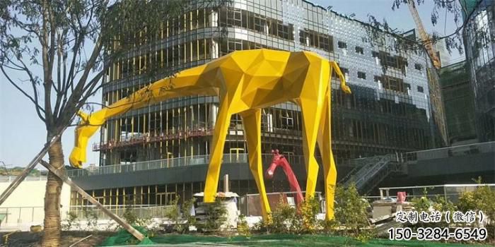 不銹鋼長(zhǎng)頸鹿雕塑，異形幾何動(dòng)物，售樓處小區(qū)擺件 (9)