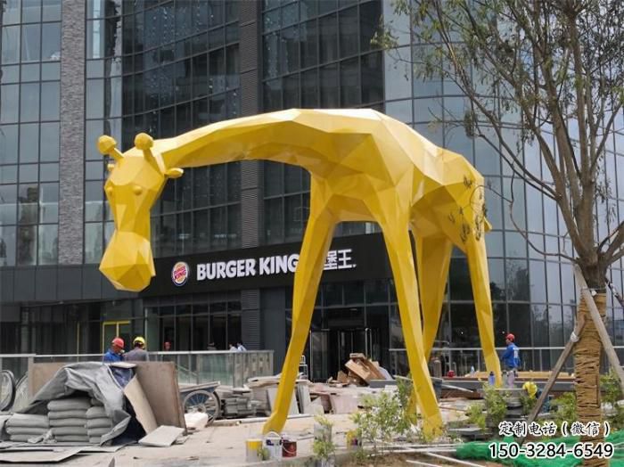 不銹鋼長頸鹿雕塑，異形幾何動(dòng)物，售樓處小區(qū)擺件 (10)