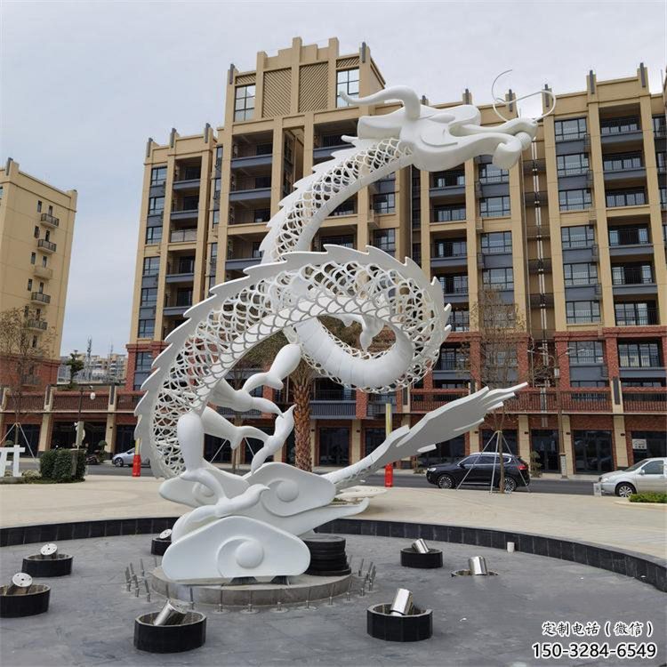 不銹鋼龍形雕塑，大型動(dòng)物景觀，烤漆工藝制作 (1)