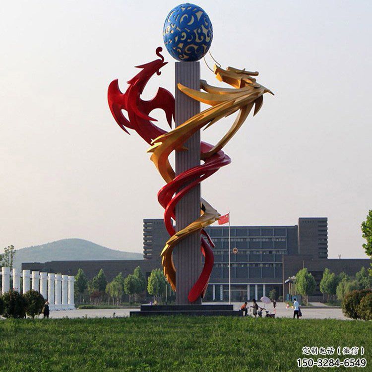 不銹鋼龍形雕塑，大型動物景觀，烤漆工藝制作 (5)