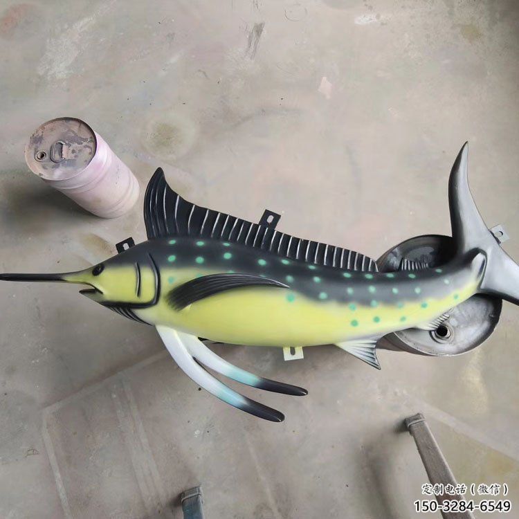 卡通劍魚雕塑，戶外街頭雕塑，海洋生物雕塑