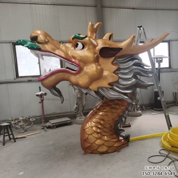 抽象龍頭雕塑，黃銅材質(zhì)，公園園林?jǐn)[件