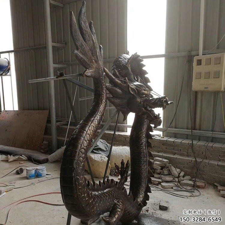 鑄銅仿真龍頭雕塑，黃銅材質(zhì)，公園園林?jǐn)[件