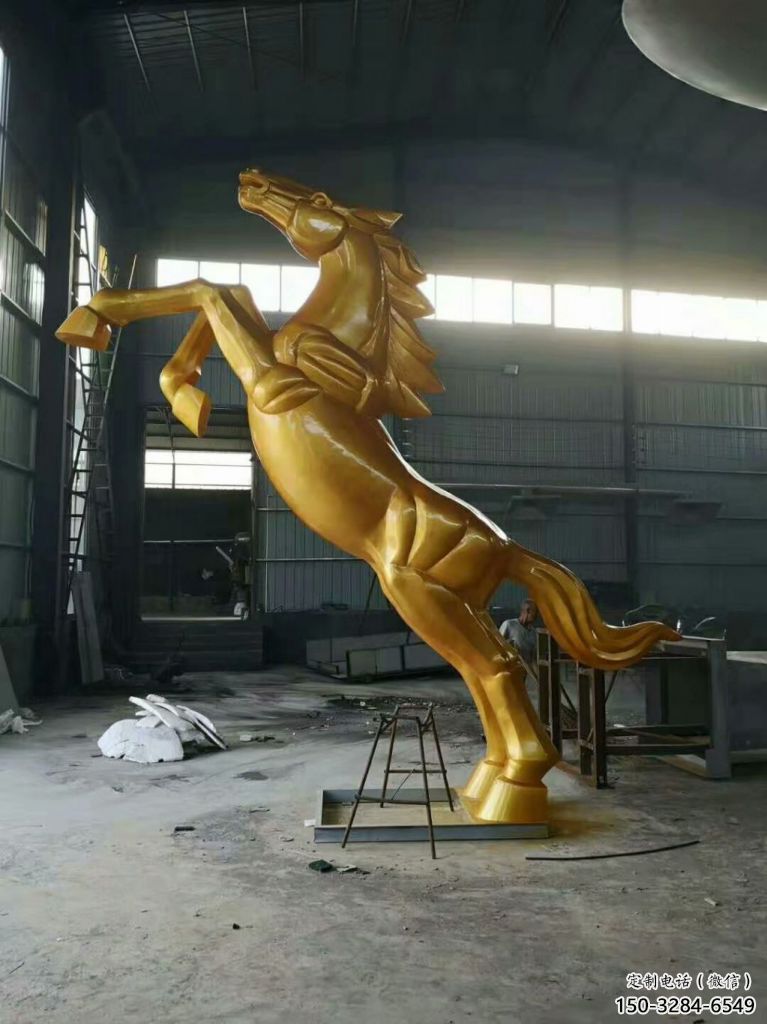 大型奔馬雕塑，城市街頭擺件，不銹鋼動(dòng)物小品