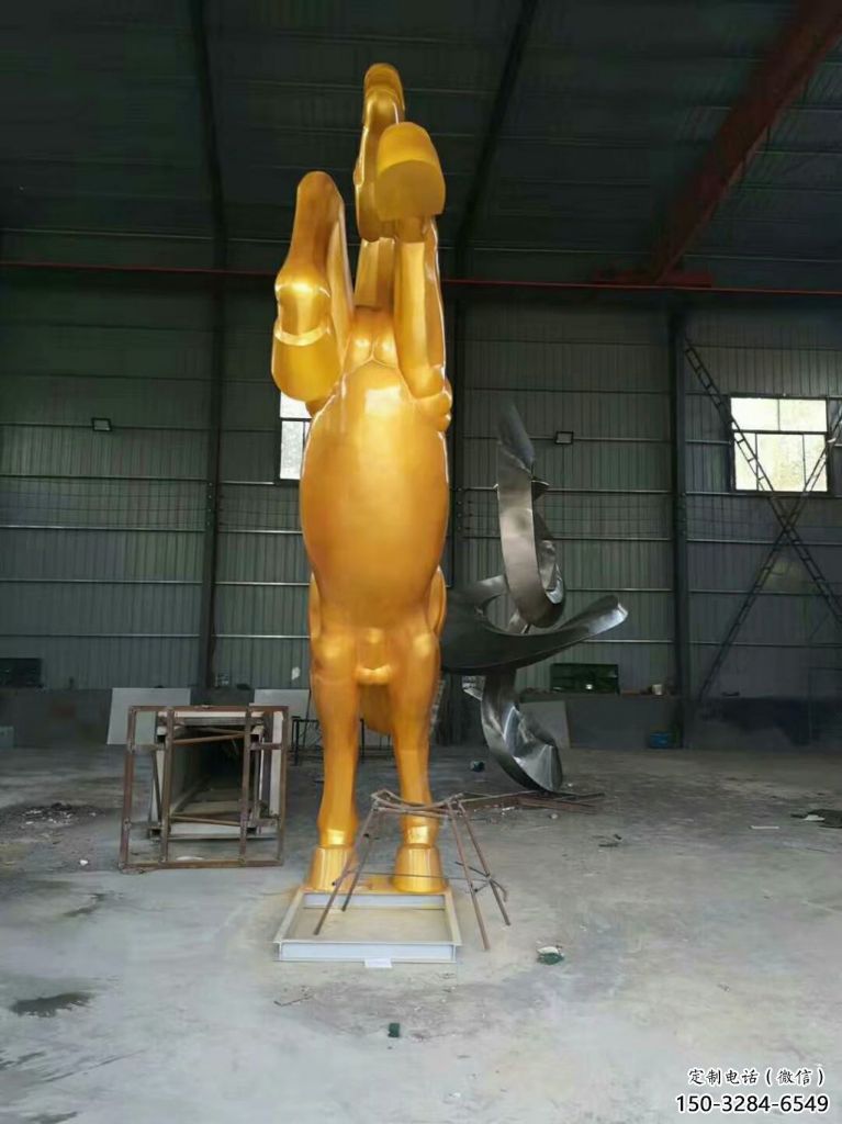 公園奔馬雕塑，城市街頭擺件，不銹鋼動物小品