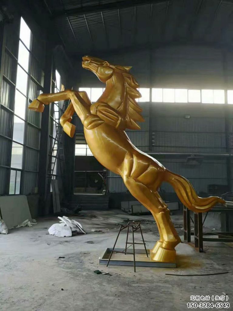 廣場奔馬雕塑，城市街頭擺件，不銹鋼動物小品