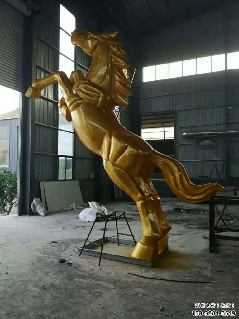 烤漆奔馬雕塑，城市街頭擺件，不銹鋼動(dòng)物小品