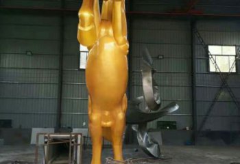 公園奔馬雕塑，城市街頭擺件，不銹鋼動(dòng)物小品