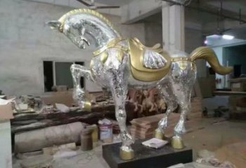 加工奔馬雕塑，鏡面工藝，仿真動物小品