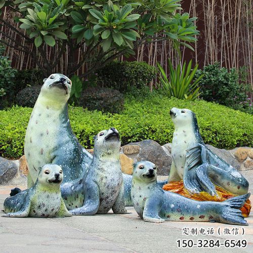 抽象海豹雕塑 店門口彩繪雕塑 步行街?jǐn)[件
