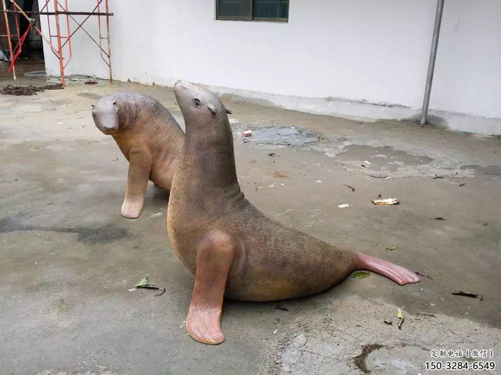 古銅色海豹雕塑 大型城市雕塑 商業(yè)街擺件