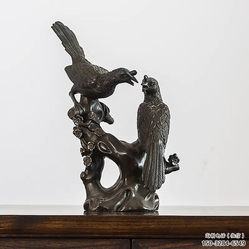 鑄銅水景喜鵲雕塑 風(fēng)景區(qū)幾何雕塑 廣場(chǎng)小品