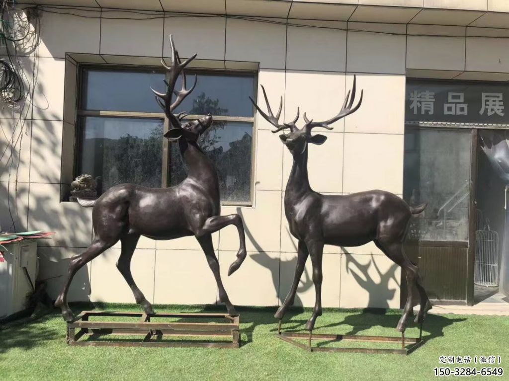 鑄銅大型麋鹿雕塑 門口創(chuàng)意雕塑 售樓處小品