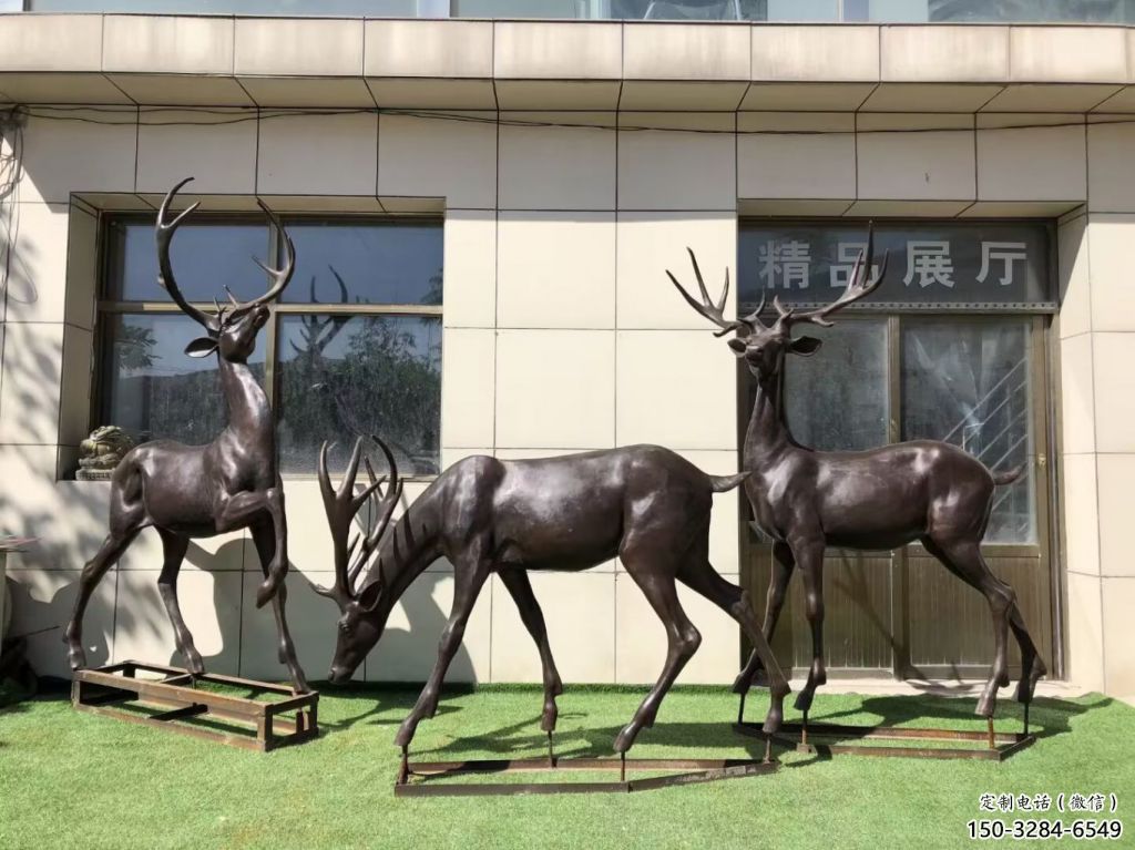 園林鑄銅麋鹿雕塑 風景區(qū)仿真雕塑 廣場小品