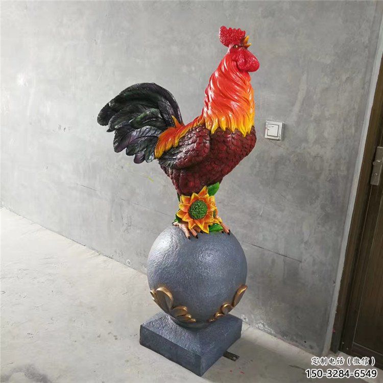 酒店小雞雕塑，家禽主題，鍍銅工藝