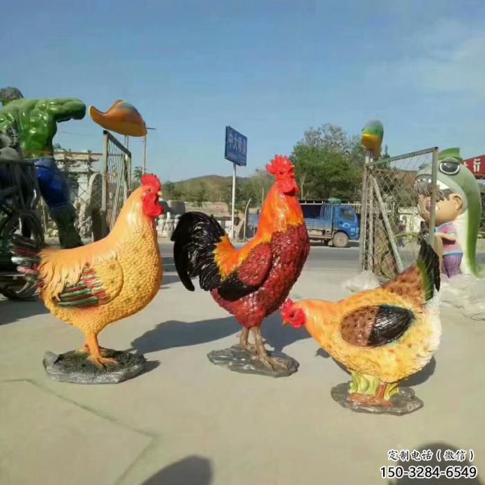 庭院小雞雕塑，動物主題，鍍銅工藝