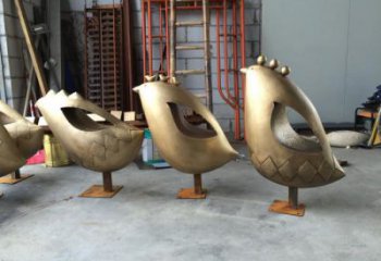 操場鳥類雕塑，公園題材，剪影工藝