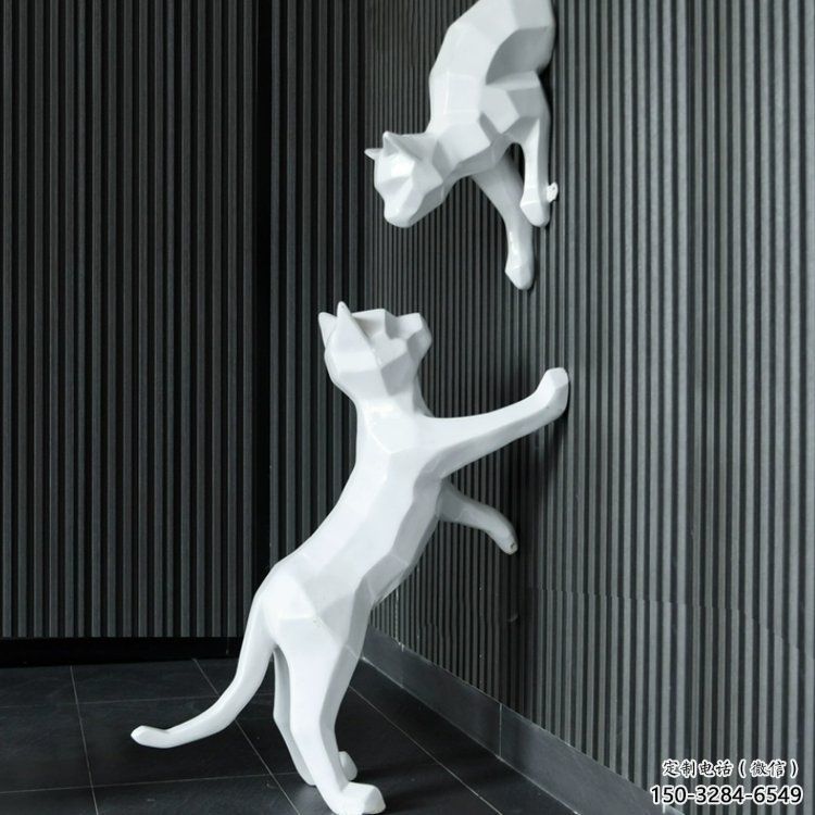 庭院小貓雕塑，動物主題，抽象工藝